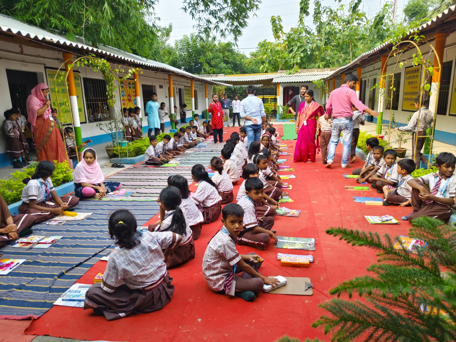 Students painting during competition